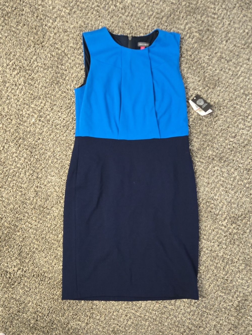 Vince Camuto Colorblock Sleeveless Sheath Dress in Bright Blue and Navy